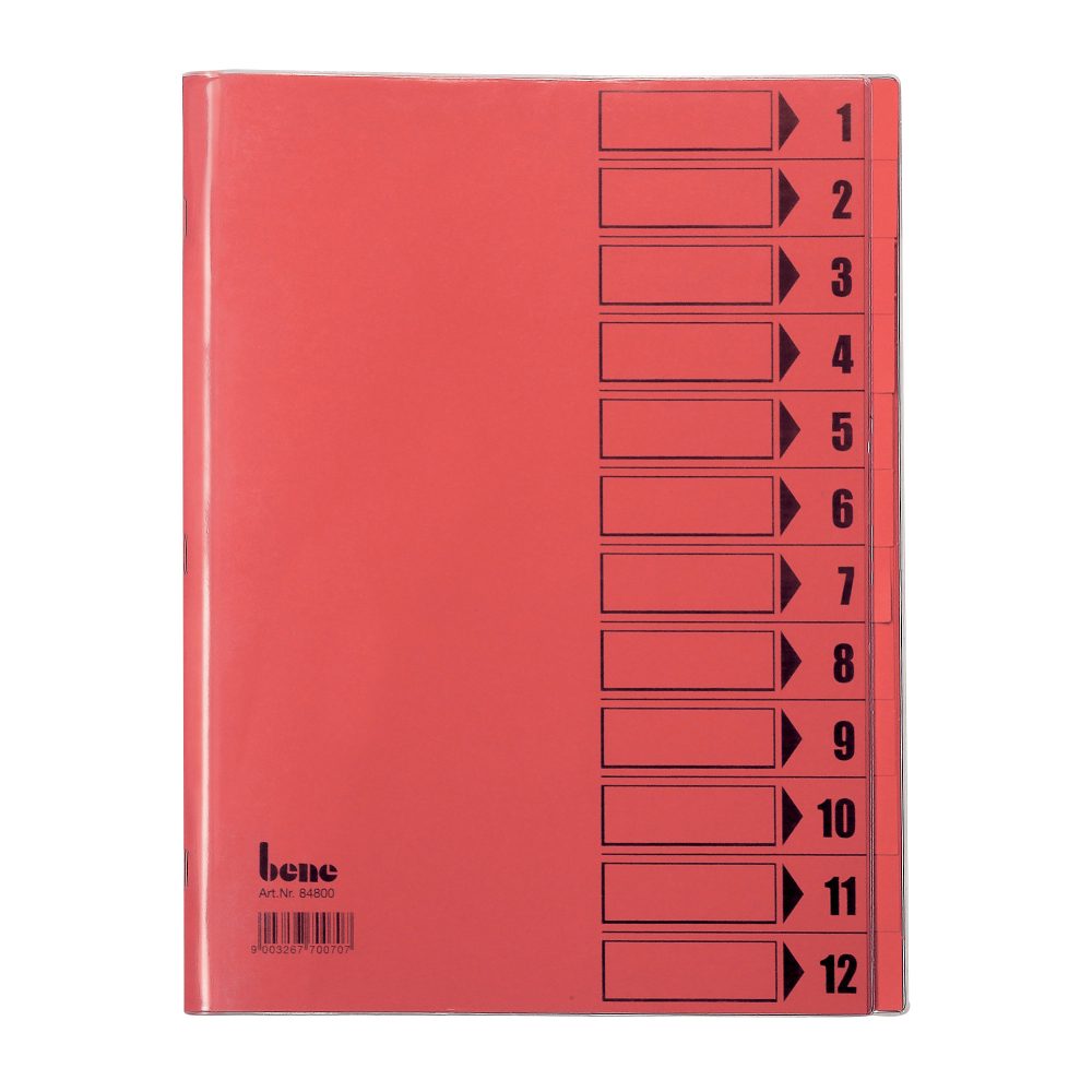 Bene Ordnungsmappe Trend DIN A4 Rot Hartpappe (RC) 12-teilig 24,4 x 31,2 cm