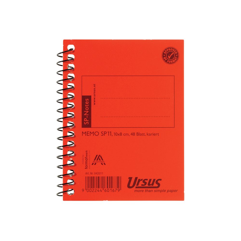Ursus Style 80 x 100 mm Drahtgebunden Orange Pressspanumschlag Notizbuch quadratisch 48 Blatt