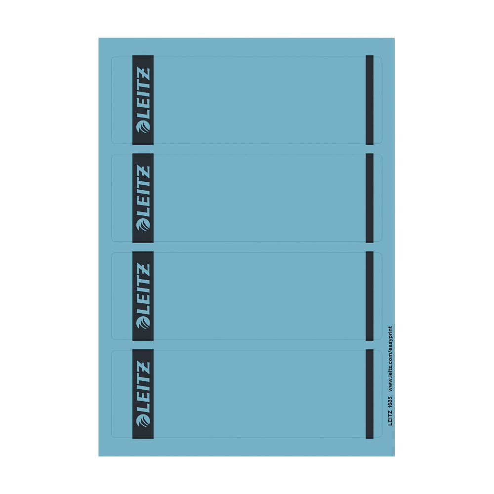 Leitz Bedruckbar Selbstklebende  Rückenschilder 1685-20-35 DIN A4 Blau 6.15 x 19,2 cm 25 Blatt à 4 Etiketten