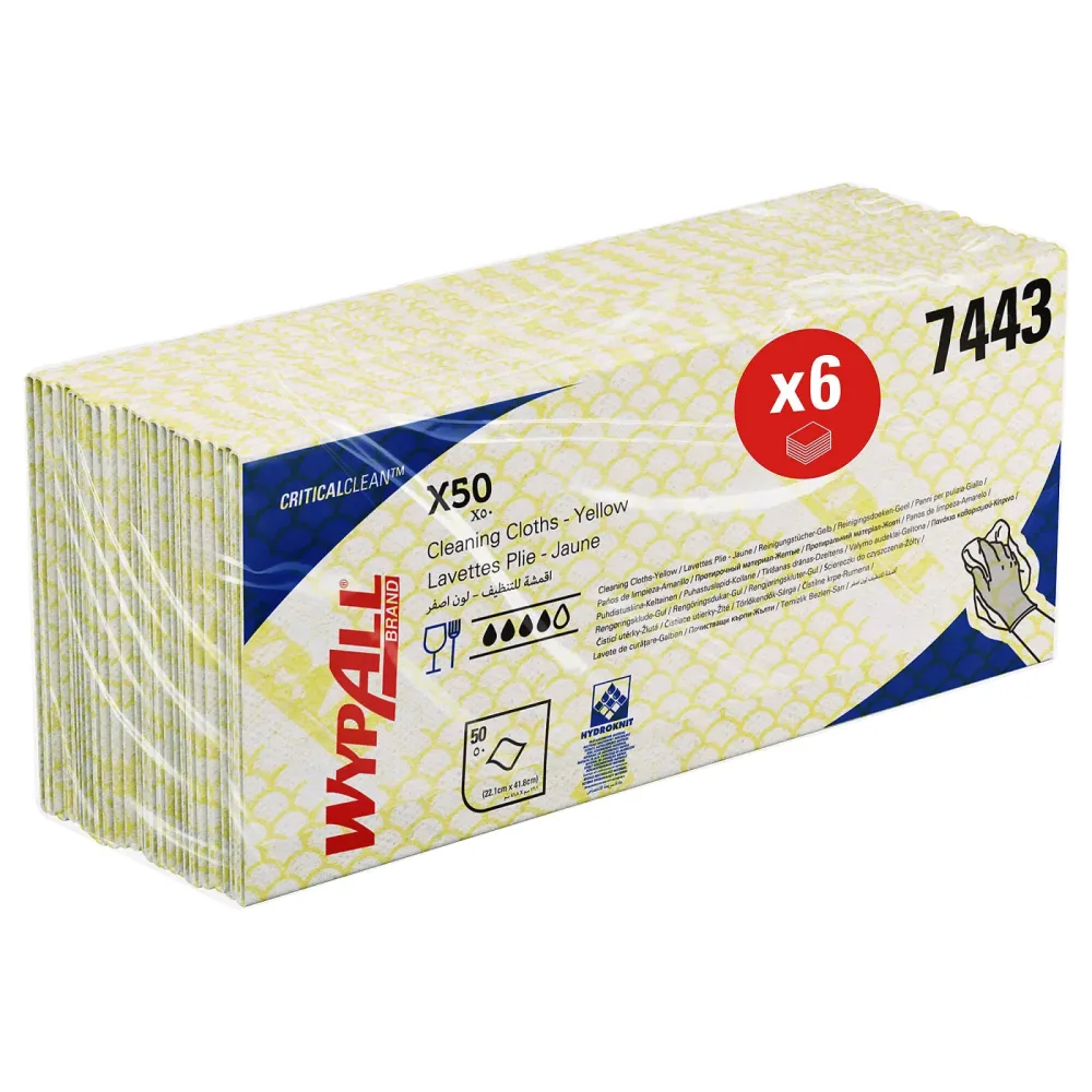 WYPALL Papier-Reinigungstuch X50 420 x 250mm Gelb Packung mit 50 Stück