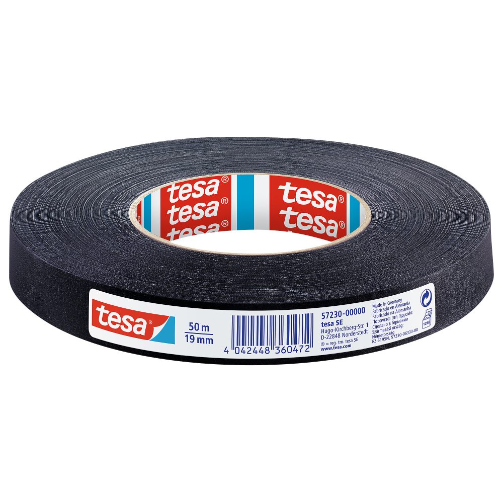 tesa Gewebeband extra Power Perfect 57230 Schwarz 19 mm (B) x 50 m (L) Kunststoff, Zellwollgewebe