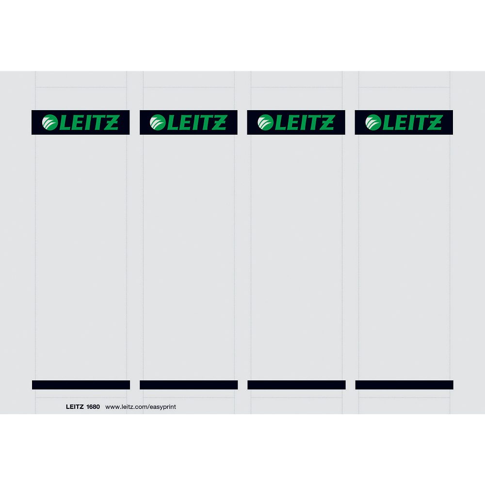 Leitz PC-beschriftbare Kartonrückenschilder 1680 Für Leitz 1010 Qualitäts-Ordner Hellgrau 56 x 190 mm 100 Stück