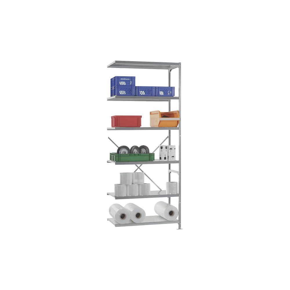 Manuflex Anbauregal 6 Silber 1.000 x 600 x 2.500 mm