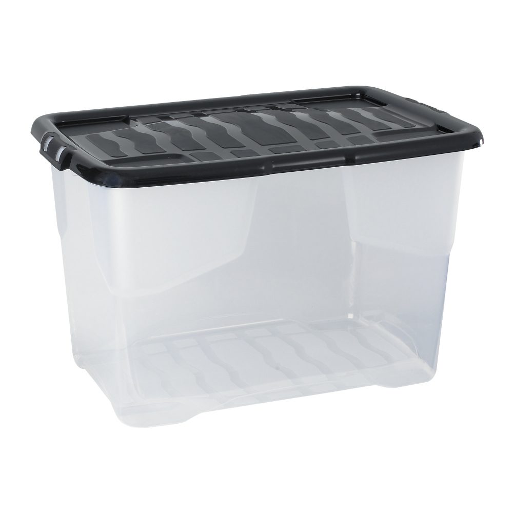 Aufbewahrungsbox Curve 65 L Transparent, Schwarz Polypropylen 60 x 40 x 37 cm