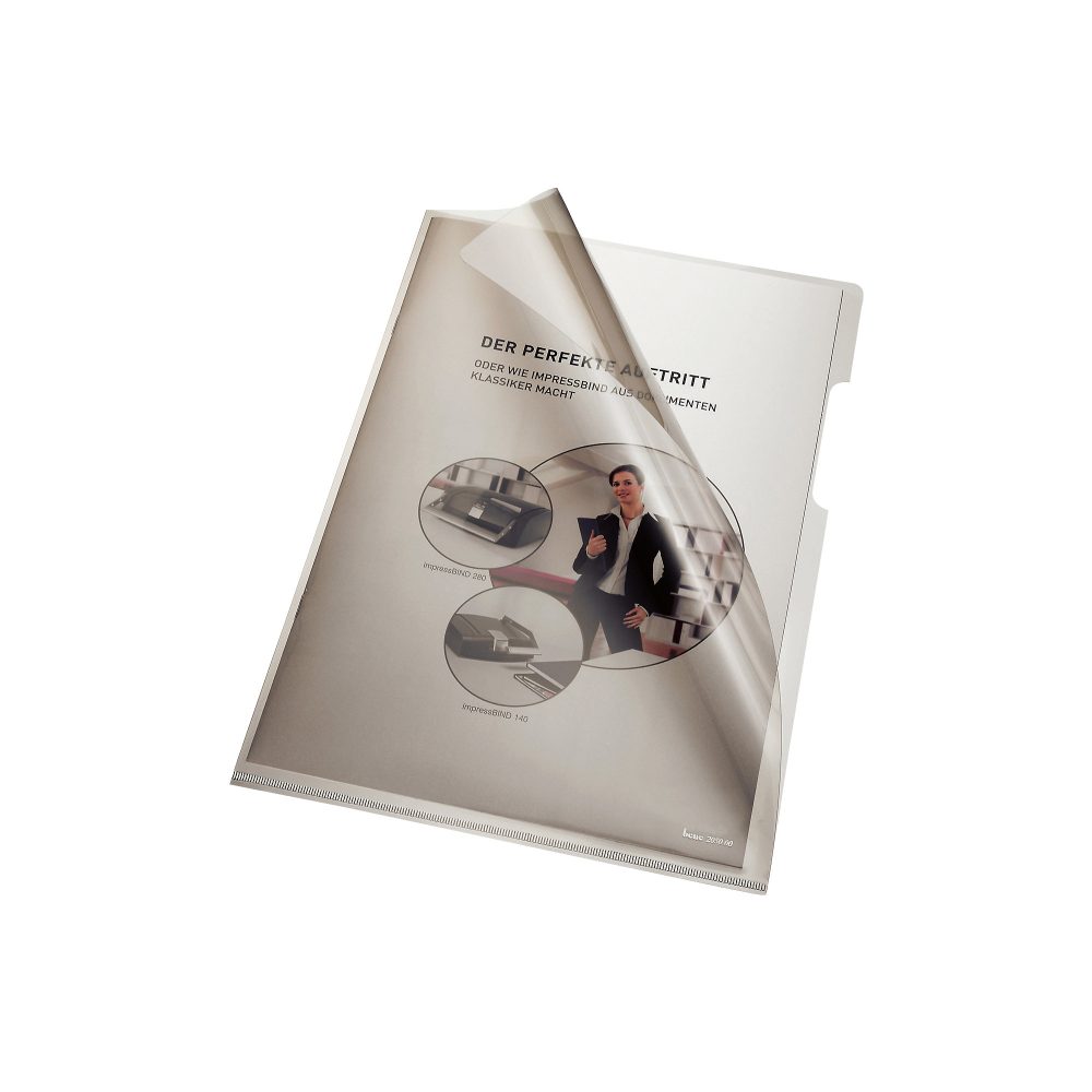 Bene Premium Sichthüllen 205000 DIN A4 Glasklar Grau PVC 150 Mikron 100 Stück