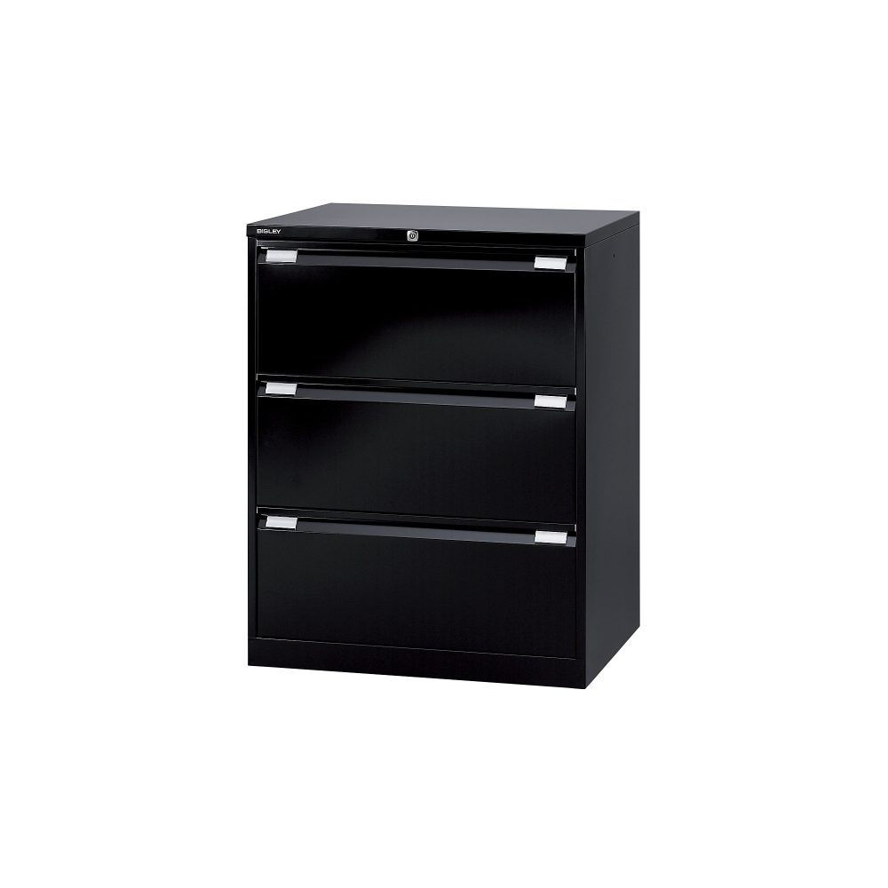 Bisley Hängeregistraturschrank 3 Schubladen Schwarz 800 x 622 x 1.016 mm