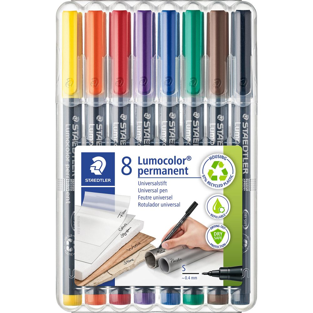 Staedtler Folienstift Blau, Braun, Gelb, Grün, Orange, Rot, Schwarz, Violett 313 WP8