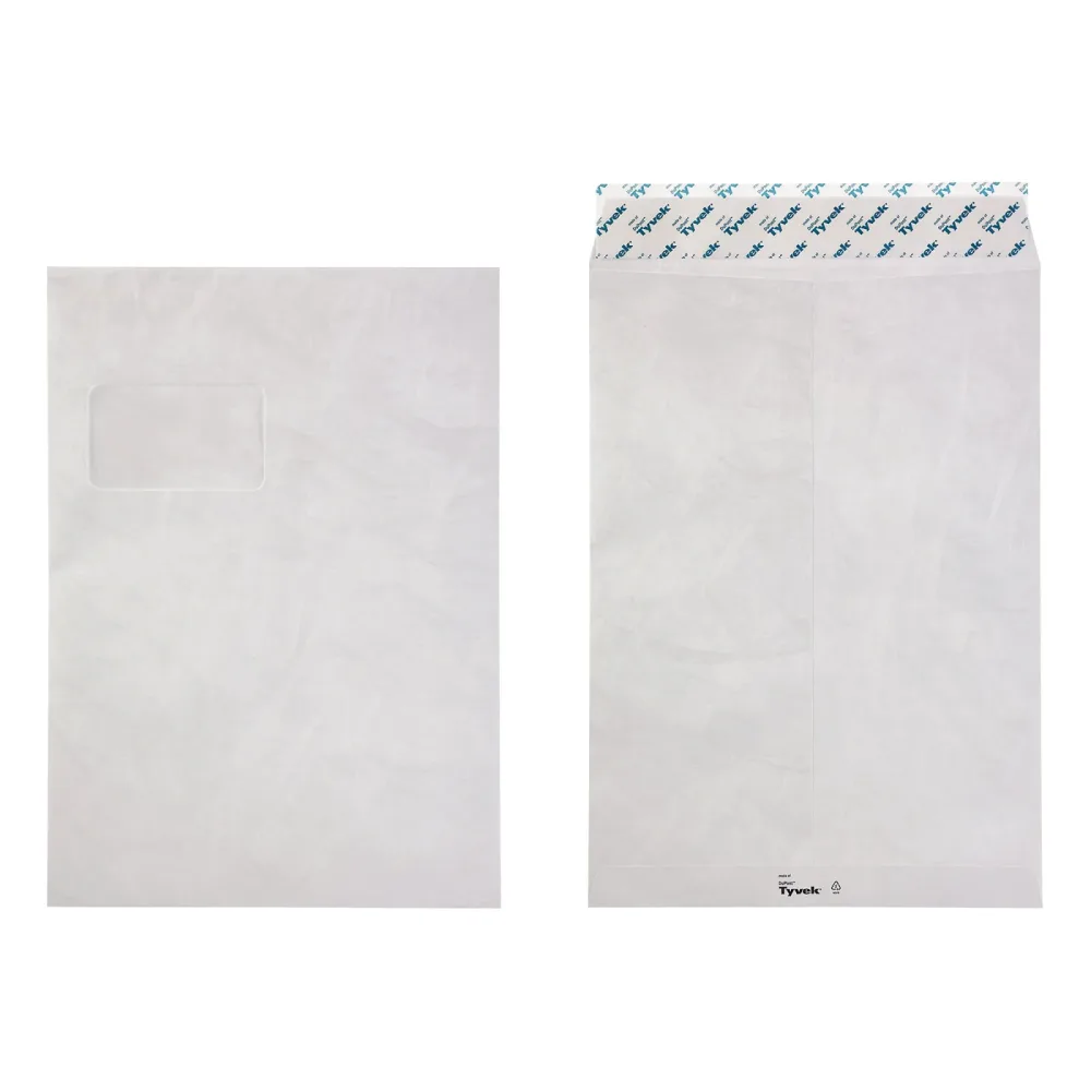 Tyvek Versandtaschen C4 54 g/m² Weiss Mit Fenster Abziehstreifen 229 x 324 mm 100 Stück