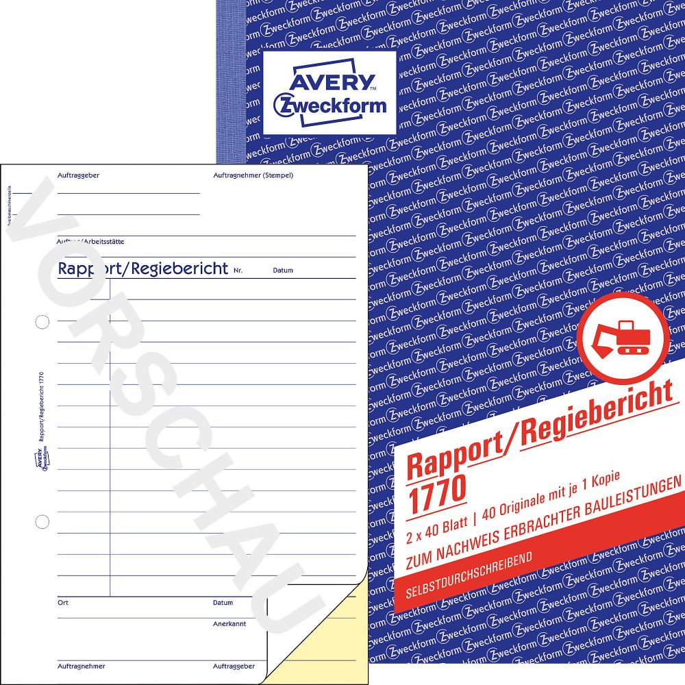 AVERY Zweckform Rapport 1770 DIN A5 Perforiert N/A 40 Blatt
