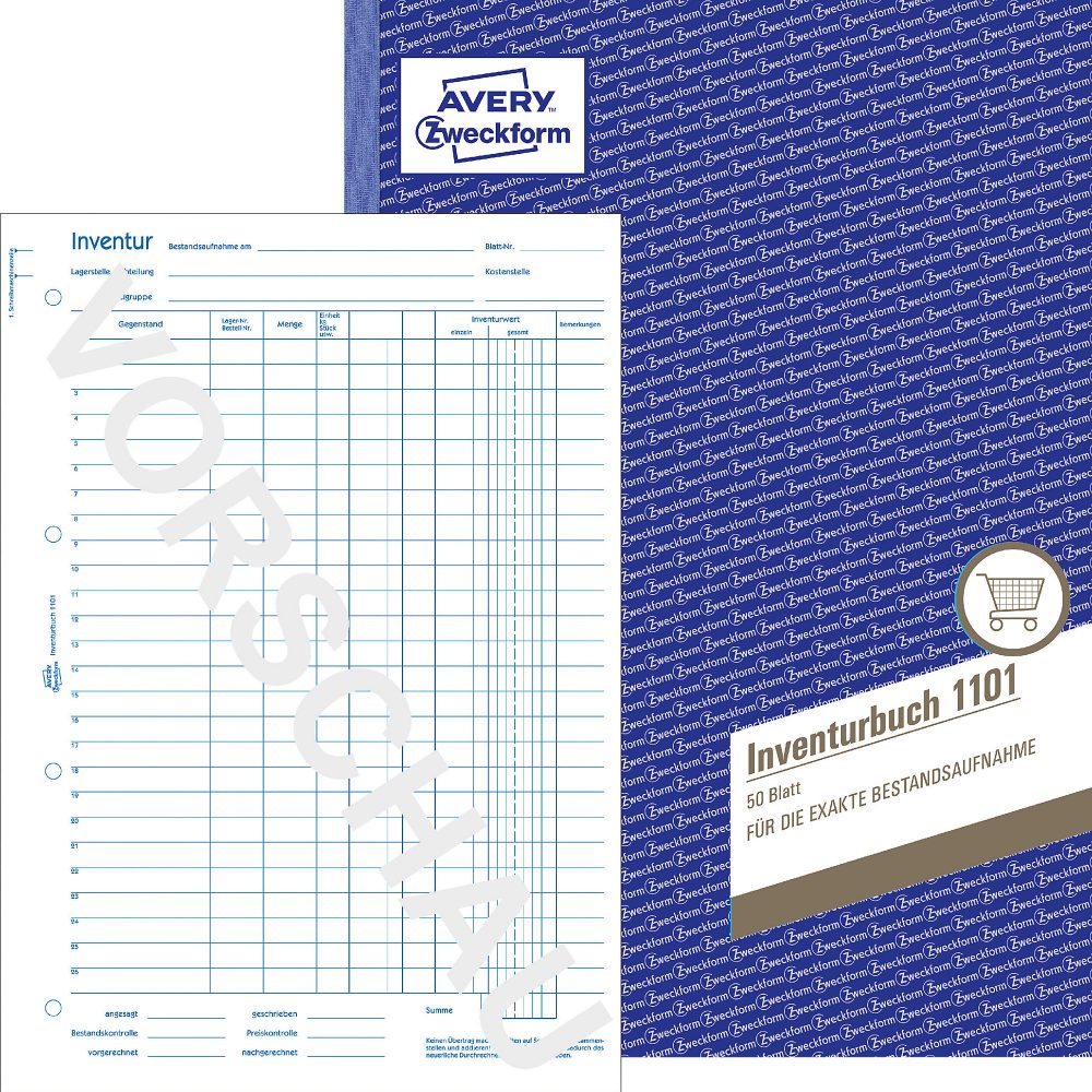 AVERY Zweckform Inventurbuch 1101 DIN A4 Perforiert N/A 50 Blatt
