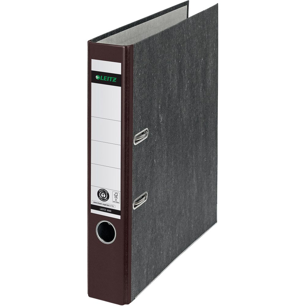 Leitz 180° Ordner A4 52 mm Braun 2 Ringe 1050 Pappkarton Wolkenmarmor Hochformat