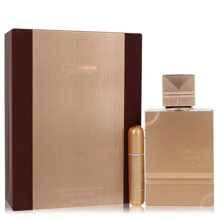 Al Haramain Amber Oud Gold Edition Extreme Gift Set 200 ml 6.7 Pure Perfume Spray + 10 ml Refillable Spray