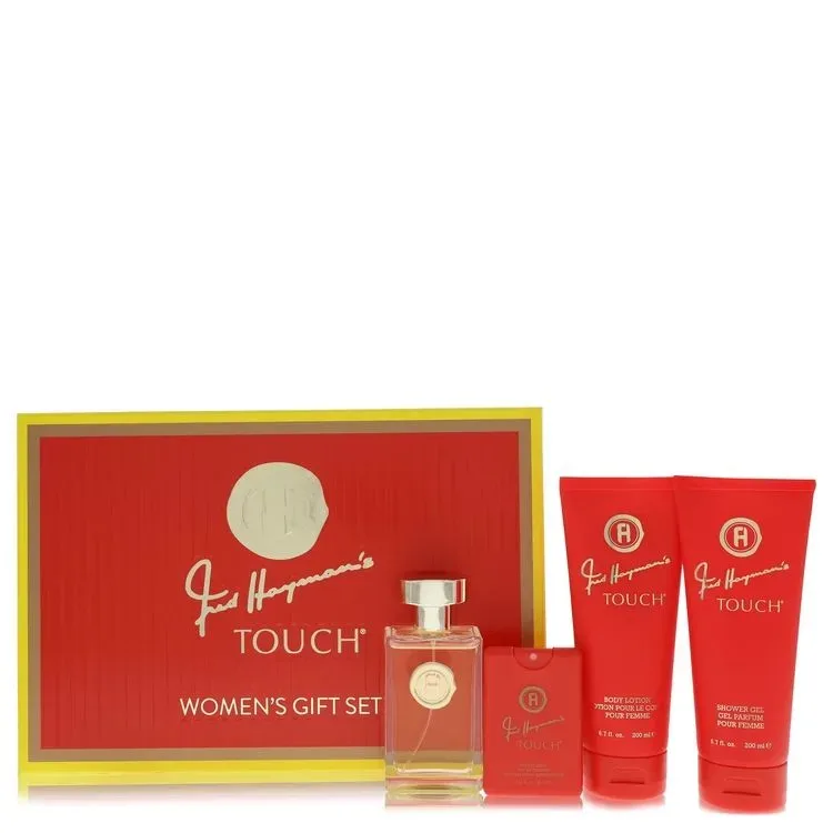 Fred Hayman Touch Gift Set -- 100 ml Eau De Toilette Spary + 200 ml Body Lotion + 200 ml Shower Gel + 18 ml Pocket Soray