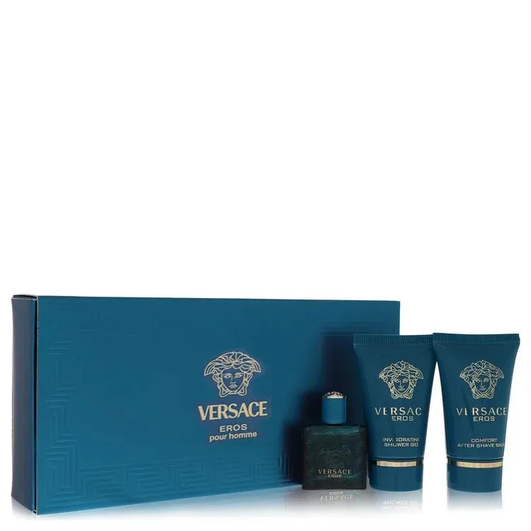 Versace Eros Gift Set -- 6 ml Mini EDT + 25 ml Shower Gel + 25 ml After Shave Balm