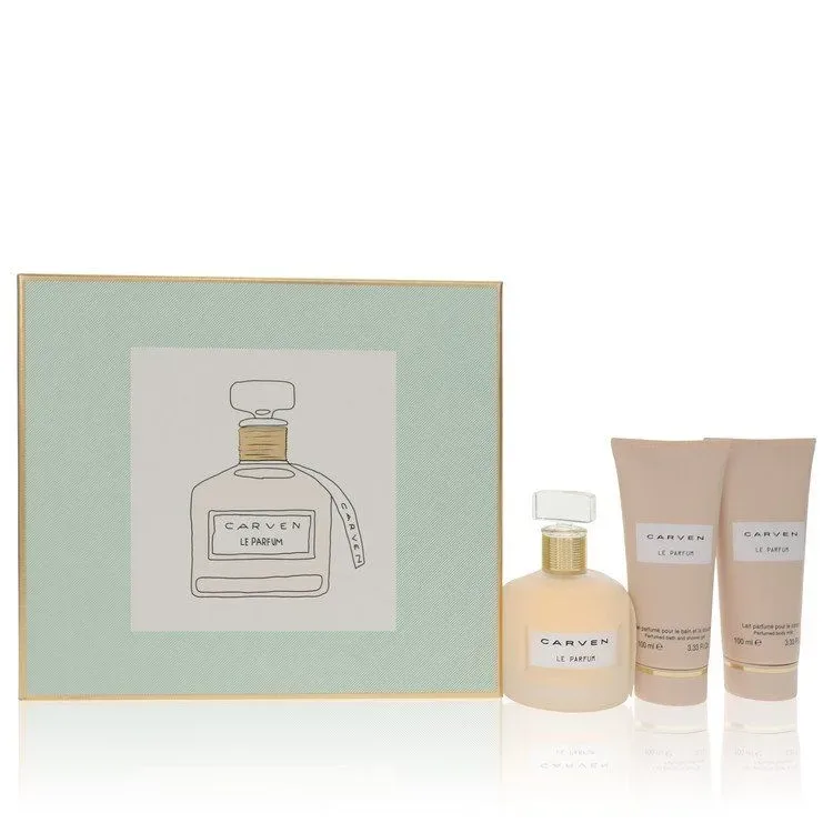 Carven Le Parfum Gift Set -- 100 ml Eau De Parfum Spray + 100 ml Body Milk + 100 ml  Shower Gel