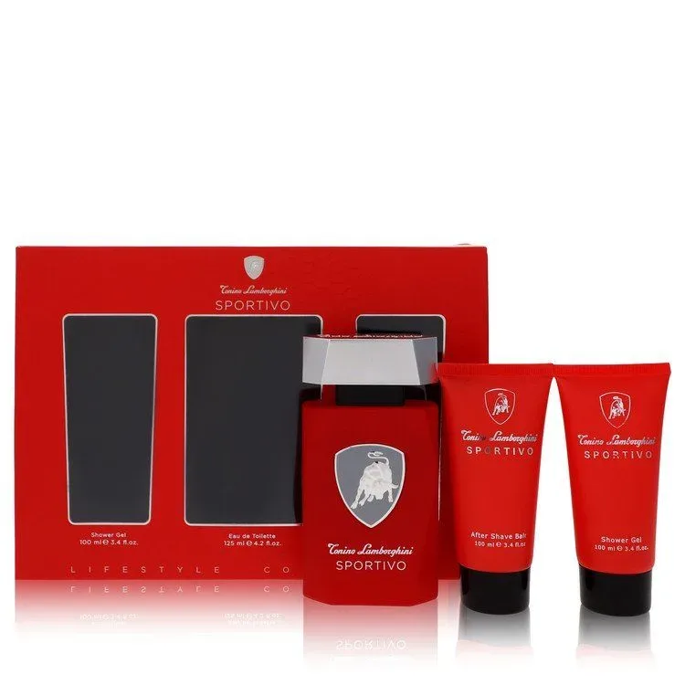 Lamborghini Sportivo by Tonino Lamborghini Gift Set -- 4.2 oz Eau de Toilette Spray + 3.4 oz Shower Gel + 3.4 oz After Shave Balm