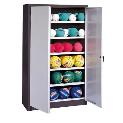 C+P Ballschrank mit Vollblech-Flügeltüren (Typ 3), HxBxT 195x93x50 cm, Lichtgrau (RAL 7035), Anthrazit (RAL 7021), Einzelschliessung