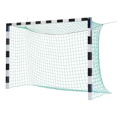 Sport-Thieme Handballtor in Bodenhülsen stehend mit patentierter Eckverbindung, Schwarz-Silber, Ohne Netzbügel
