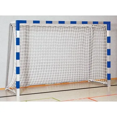 Sport-Thieme Handballtor in Bodenhülsen stehend mit anklappbaren Netzbügeln, 3x2 m, Blau-Silber, Verschweisste Eckverbindungen
