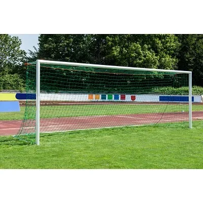 Sport-Thieme Grossfeld-Fussballtor in Bodenhülsen stehend, mit SimplyFix Netzbefestigung, weiss, Weiss