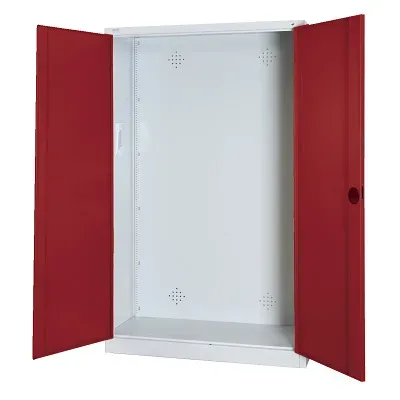 C+P Modul-Sportgeräteschrank mit Vollblech-Flügeltüren, HxBxT 195x120x50 cm, Ergo-Lock Muldengriff, Rubinrot (RAL 3003), Lichtgrau (RAL 7035), Einzelschliessung
