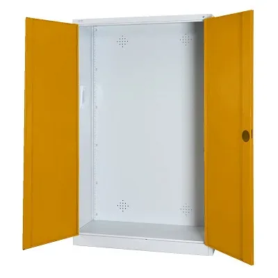 C+P Modul-Sportgeräteschrank mit Vollblech-Flügeltüren, HxBxT 195x120x50 cm, Ergo-Lock Muldengriff, Goldgelb (RAL 1004), Lichtgrau (RAL 7035), Einzelschliessung