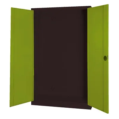 C+P Modul-Sportgeräteschrank mit Vollblech-Flügeltüren, HxBxT 195x120x50 cm, Ergo-Lock Muldengriff, Clowngrün (RAL 110 80 60), Anthrazit (RAL 7021), Einzelschliessung