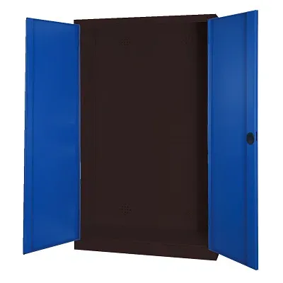 C+P Modul-Sportgeräteschrank mit Vollblech-Flügeltüren, HxBxT 195x120x50 cm, Enzianblau (RAL 5010), Ergo-Lock Muldengriff, Anthrazit (RAL 7021), Gleichschliessung