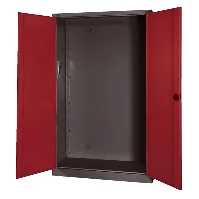 C+P Modul-Sportgeräteschrank mit Vollblech-Flügeltüren, HxBxT 195x120x50 cm, Ergo-Lock Muldengriff, Rubinrot (RAL 3003), Anthrazit (RAL 7021), Gleichschliessung