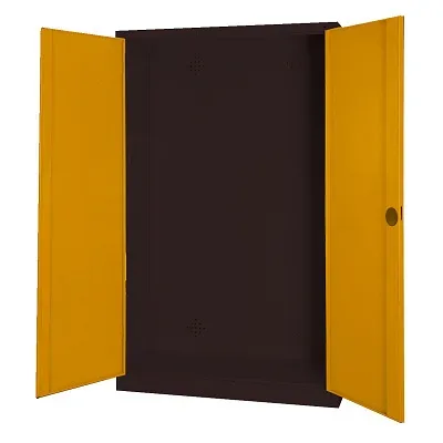 C+P Modul-Sportgeräteschrank mit Vollblech-Flügeltüren, HxBxT 195x120x50 cm, Ergo-Lock Muldengriff, Goldgelb (RAL 1004), Anthrazit (RAL 7021), Gleichschliessung