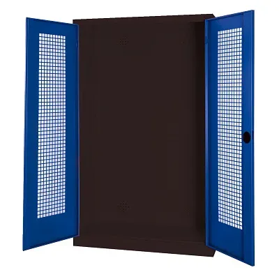C+P Modul-Sportgeräteschrank mit Lochblech-Flügeltüren, HxBxT 195x120x50 cm, Enzianblau (RAL 5010), Ergo-Lock Muldengriff, Anthrazit (RAL 7021), Gleichschliessung