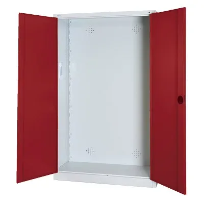 C+P Modul-Sportgeräteschrank mit Vollblech-Flügeltüren, HxBxT 195x120x50 cm, Ergo-Lock Muldengriff, Rubinrot (RAL 3003), Lichtgrau (RAL 7035), Gleichschliessung