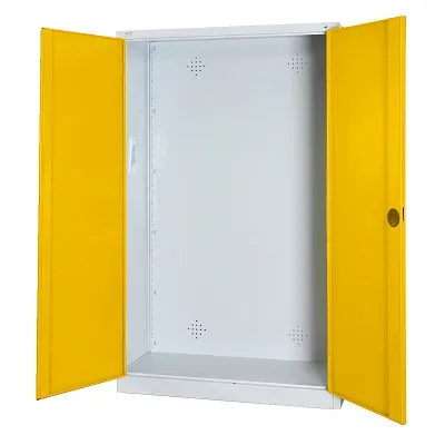 C+P Modul-Sportgeräteschrank mit Vollblech-Flügeltüren, HxBxT 195x120x50 cm, Ergo-Lock Muldengriff, Verkehrsgelb (RAL 1023), Lichtgrau (RAL 7035), Gleichschliessung