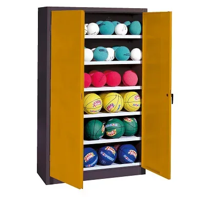 C+P Ballschrank mit Vollblech-Flügeltüren (Typ 3), HxBxT 195x93x40 cm, Goldgelb (RAL 1004), Anthrazit (RAL 7021), Gleichschliessung