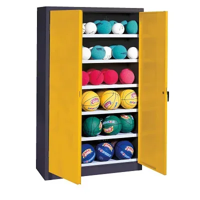 C+P Ballschrank mit Vollblech-Flügeltüren (Typ 3), HxBxT 195x93x50 cm, Verkehrsgelb (RAL 1023), Anthrazit (RAL 7021), Gleichschliessung