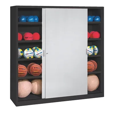 C+P Ballschrank mit Vollblech-Schiebetüren (Typ 4), HxBxT: 195x160x40 cm, Lichtgrau (RAL 7035), Anthrazit (RAL 7021), Gleichschliessung