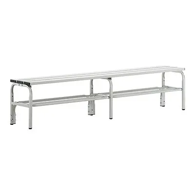 Umkleidebank mit Aluminiumleisten, HxT 450 x 350 mm, Länge 1500 mm, anthrazit, Schuhrost Sypro