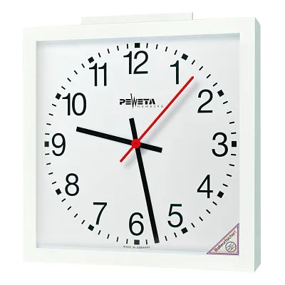 Peweta Funk-Wanduhr mit Sekundenanzeiger, 60x60 cm, Zifferblatt arabische Zahlen, Netzbetrieb