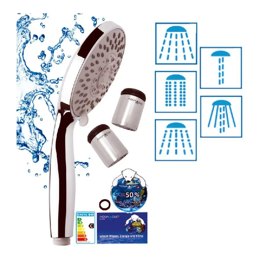 AquaClic Wasserspar-Set Variété-Pur, Duschkopf & Strahlregler