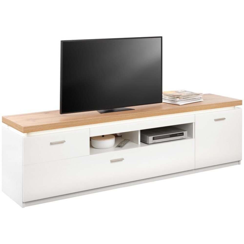 Tv-element In Weiss Weiss, Eichefarben 196/57/44 cm 