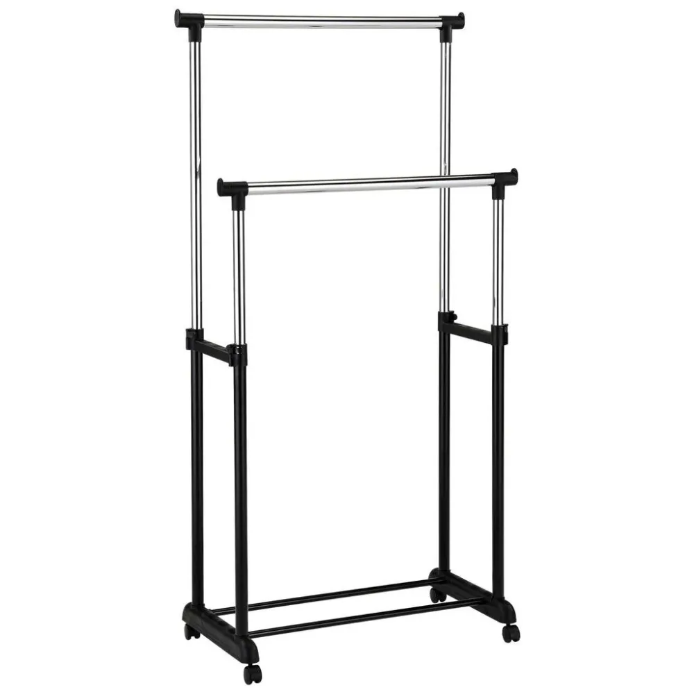 Kleiderwagen 84x94x44 Cm Höhenverstellbar Schwarz, Chromfarben 84/94-168/44 cm 