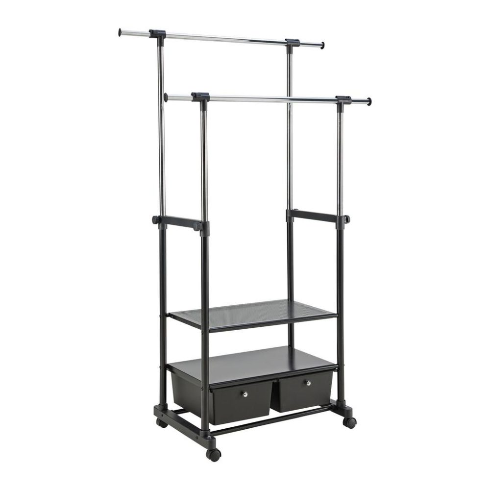 Kleiderwagen Ben Ii Schwarz/chromfarben Schwarz, Chromfarben 74-123/127-163/48 cm 