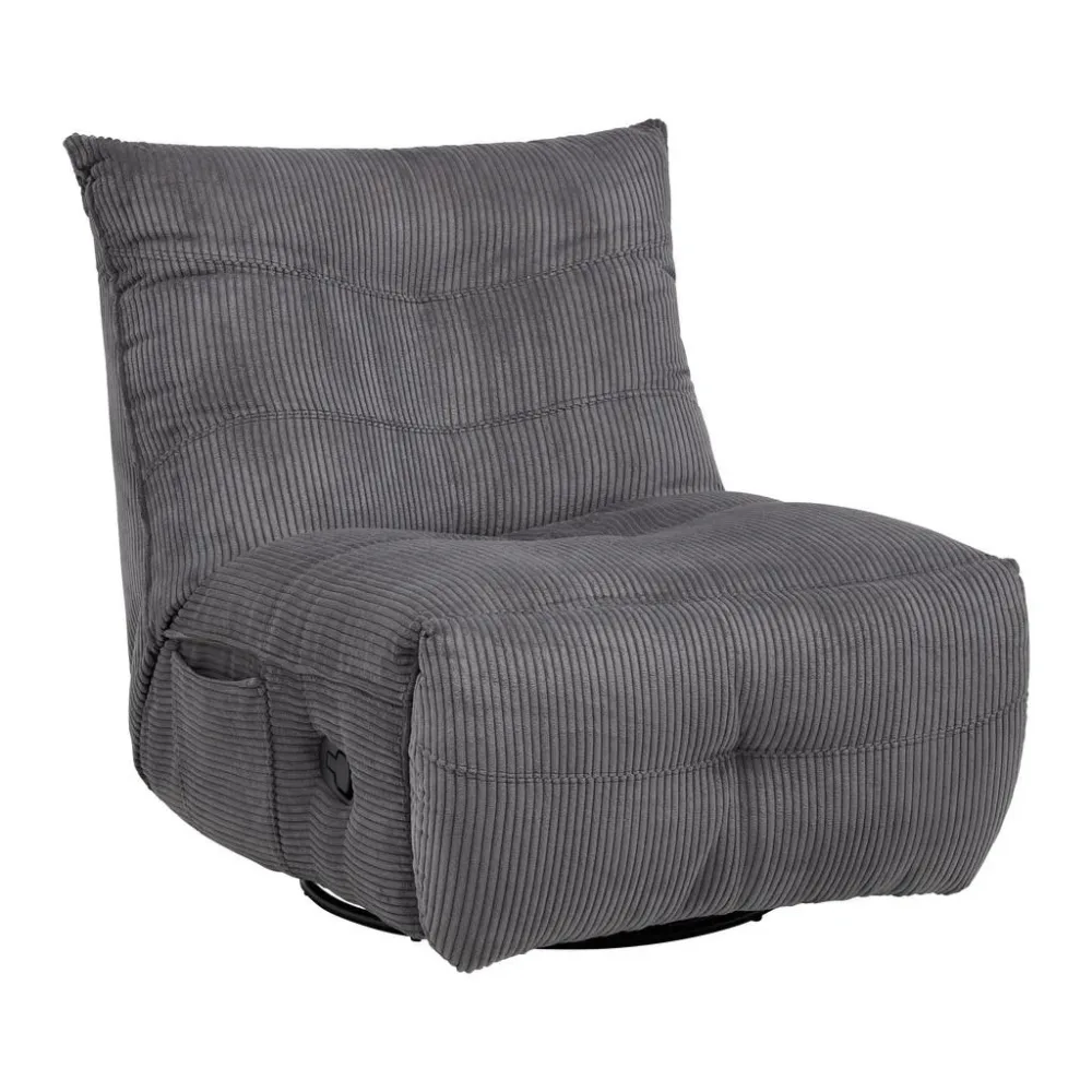 Relaxsessel Alura Dunkelgrau Cord Drehbar Holz, Metall, Textil Dunkelgrau 