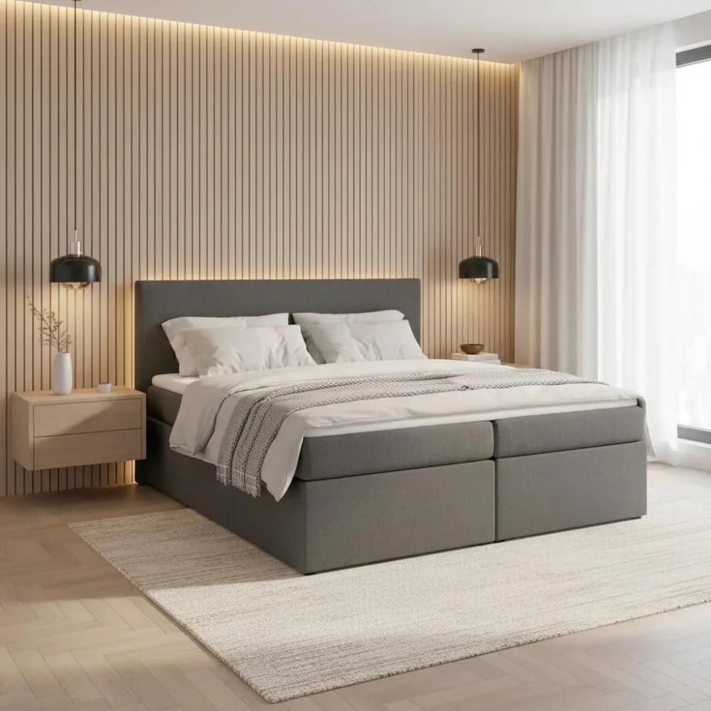 Boxspringbett Lucy2 Grau Ca. 180x200cm Inkl. Topper 180/200 cm Grau 