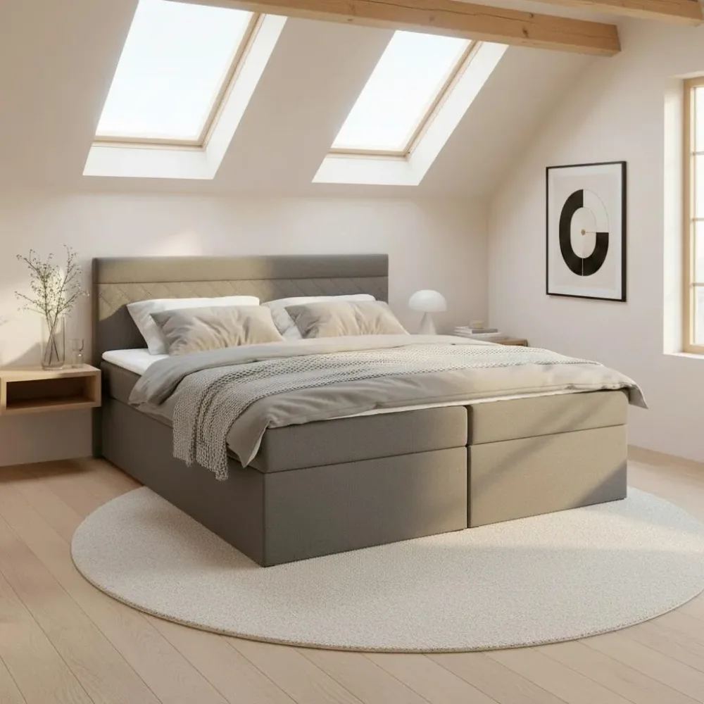 Boxspringbett Rosa Dunkgrau Ca. 180x200cm Inkl. Topper 180/200 cm Grau 