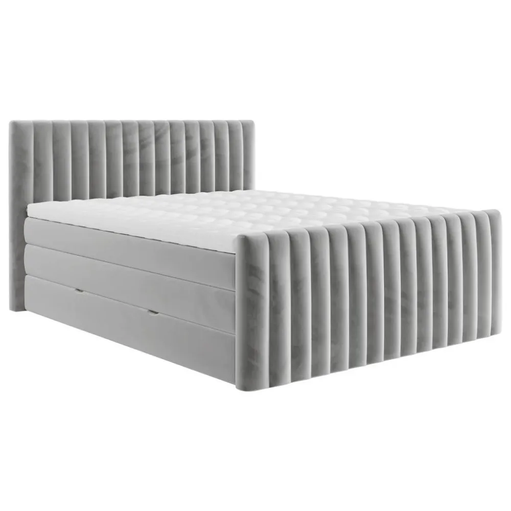 Boxspringbett Simon In Hellgrau Ca. 160x200cm 160/200 cm Hellgrau 