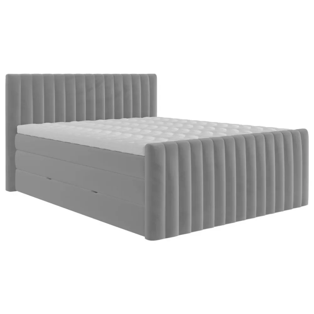 Boxspringbett Simon In Dunkelgrau Ca. 180x200cm 180/200 cm Dunkelgrau 
