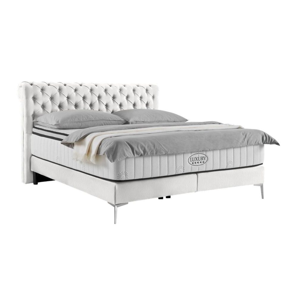 Boxspringbett Queen In Ecru Ca. 180x200cm 180/200 cm Ecru 