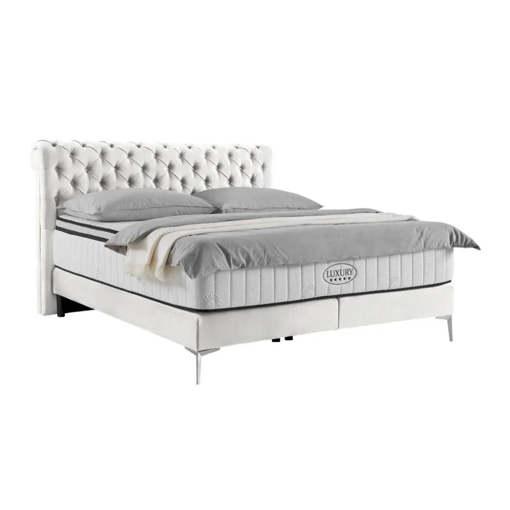 Boxspringbett Queen In Ecru Ca. 160x200cm 160/200 cm Ecru 