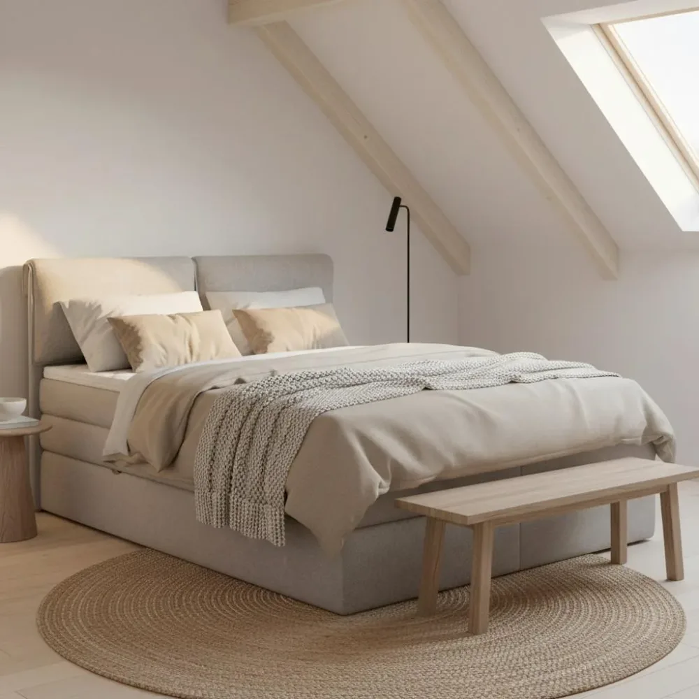 Boxspringbett Mosamo Ca. 180x200 Cm Hellgrau Mit Topper 180/200 cm Hellgrau 